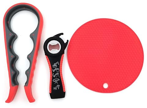 Jar Opener Grabber - 4 Packs Rubber Jar Opener for Weak Hands 6-in-1 5-in-1 Jar Bottle Opener Can Opener for Seniors with Arthritis