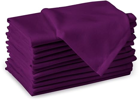 Encasa XO Stoffservietten Baumwolle, 180 GSM 43x43 cm | Lila, Saugstark & Strapazierfähig | Waschbar & Wiederverwendbar | Tischdeko, Hochzeit & Alltag | 12er Set