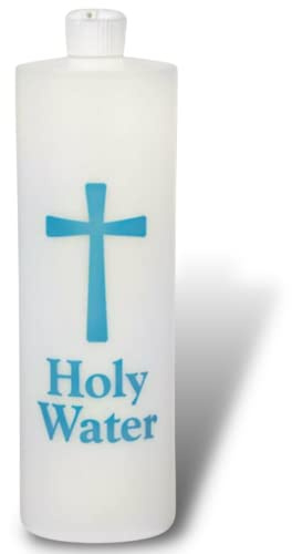 Needzo 32 Ounce Plastic Holy Water Bottle, Extra Large Catholic Bottles with Flip Spout Lid and Dispenser for Homes and Churches, 10 Inches