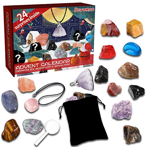 Adventskalender 2022, Weihnachten Adventskalender, Kristalle mit 24 Tage Weihnachts Countdown Überraschungen, kleinigkeiten Natürlichen Mineralien und Felsen Geschenk für Kinder Jungen Männer