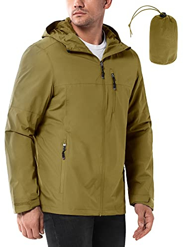 33,000ft Men's Outdoor Waterproof Jackets Packable Windbreaker Lightweight Quick Dry Raincoat Outdoor Jacket for Cycling Camping Green L