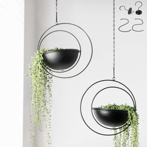 Hajia Lot de 2 Pots de Fleurs Suspendus en Forme de Demi-Lune