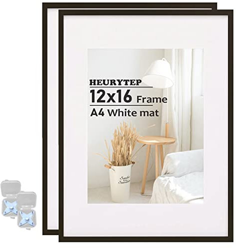 HEURYTEP 30.5x40.6 cm Bilderrahmen, Metallrahmen mit A4-Matte, Aluminiumlegierung, 30.5x40.6 cm, Bilderrahmen mit High-Definition-Plexiglas, Tischplatte oder Wandhalterung Zählung, B Lack 2 Stück