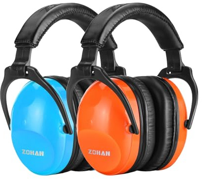 ZOHAN 030 Kids Ear Protection for Noise 2 Pack, Kids Noise Cancelling Headphones for Autism,Teen, NO Metal, 26dB (Blue+Orange)