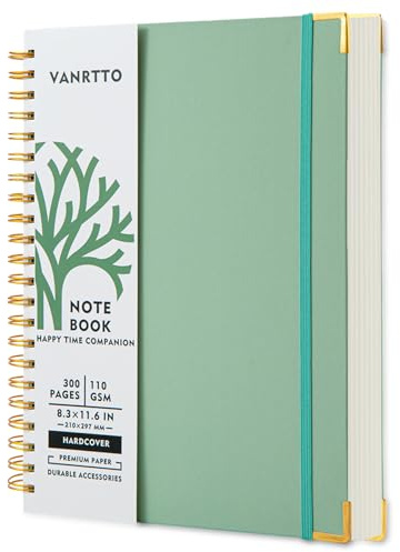 Hardcover Spiral Notebook, 8.5 x 11 IN Notebooks College Ruled, 110 GSM Thick Lined Paper Notebooks for Work, School and Travel, 300 Pages Journals for Writing, Large Journal for Women and Men Green
