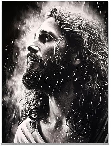 SHYAMIC Bilder Weihnachten Leinwandbild Kunstdruck, Jesus im Regen Wandbild X-Mas Fenster Fotodruck Kunstdruck Leuchtbild, Weihnachten Winteridylle Effekt - 20x30cm Ungerahmt
