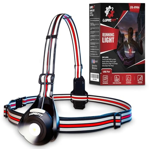 LUMEFIT Lauﬂicht mit Reﬂektoren inkl. gelber Reﬂektorweste - USB-C LED-Licht mit 800 Lumen & 100m Reichweite - Lauﬂampe verstellbar & wasserdicht zum Laufen, Joggen, Gassi gehen