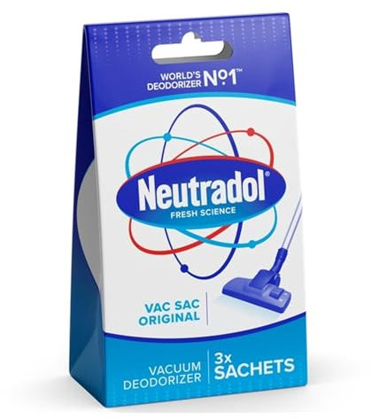 Neutradol Original Vac Sacs Vacuum Deodorizer Sachets Vacuum Hoover Air Freshener Eliminates Odours for Pets, Cooking, Smoking & Waste (3 Sachets)