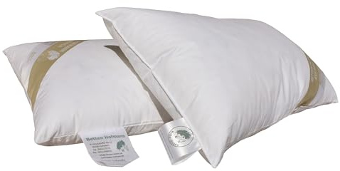 Betten Hofmann 2 Stück Kopfkissen 30x50 cm, Nackenkissen, Federkissen, 30% Daunen, 300 g Füllung, prall gefüllt, Naturprodukt, waschbar