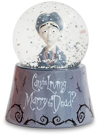 Silver Buffalo Schneekugel 'Tim Burtons Corpse Bride Victor Can The Living Marry The Dead?', beleuchtet, Gothic Romantic, Grau, Kunststoff, 7,6 cm hoch