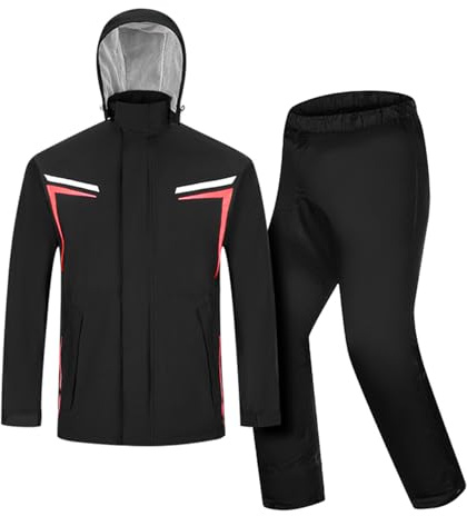 Taoyoule Trajes Impermeables para Hombres Chaqueta y Pantalones para la Lluvia Impermeables Ligeros con Capucha Conjunto Impermeable para Montar en Bicicleta