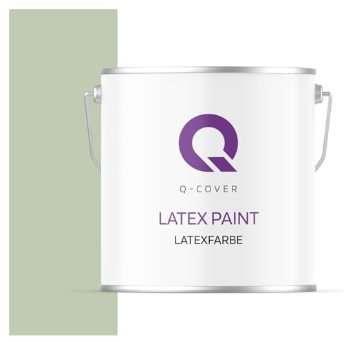 Q-COVER Latexfarbe 5L Olivgrün – Matte Innenfarbe für Wand & Decke, Klasse 3, Hohe Deckkraft, Scheuerfest