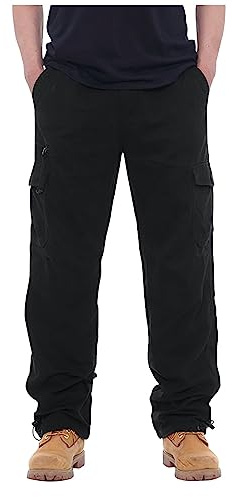 Generisch Outdoorhose Herren Cargo Hose Einfarbig Casual Männer Cargohosen Mit Taschen, M-5XL