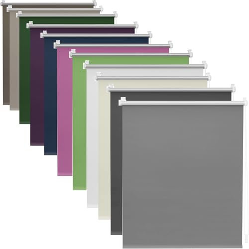 Rollo für Fenster Ohne Bohren 30 x 50 cm Blickdicht Und Sonnenschutz, Fensterrollo Seitenzugrollo Klemmrollo Inkl. Klemmträger Blickdicht Rollo für Fenster & Tür, Dunkelgrün