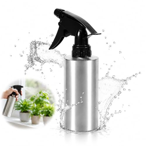 Hominas Sprayer Wasserkocher, Metall Sprühflasche Wassersprühflasche Edelstahl Hand Drücken Gießkanne Bewässerung Sprühflasche Pflanzensprühflasche für Pflanzen, Haare (250ml)