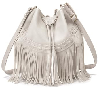 Gladdon Beuteltasche Damen, Große Handtasche, Umhängetasche damen mittelgroß, Damen Tasche Fransen Quaste, Handbags for Women, Crossbody, Retro Hobo