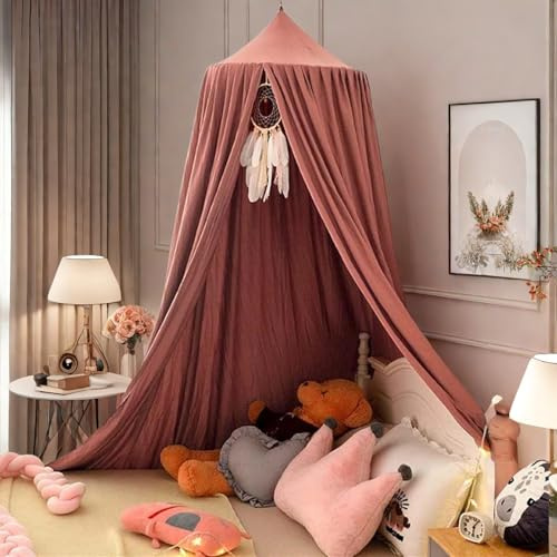 Vercico Kinderbetthimmel, runde Kuppel, 240 cm, Bettzelt für Kinder, Mädchen-Schlafzimmer-Zubehör, Baldachin, Bett für Schlafzimmer, Kinderzimmer, Babybett