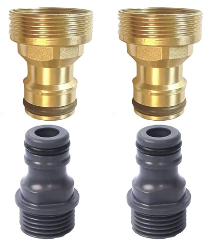 HAFRILY 4 Pack Hose Pipe Connector Kit 1/2 Brass & Plastic Male to Male Hose Adapter Universal Tap Connector for Garden Kitchen and Outdoor Use Tap Connector