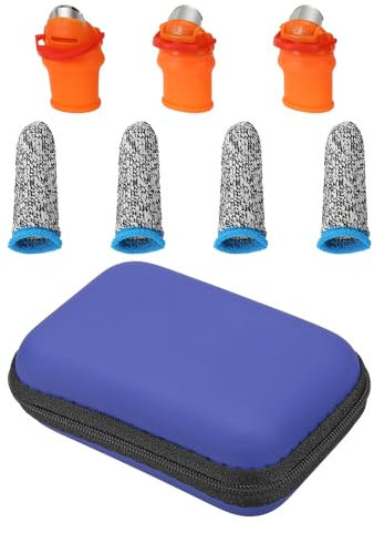 PATIKIL Large Gardening Thumb Knife Set with Storage Case, Silicone Thumb Cutter Finger Cover Garden Trim Tool for Picking Fruit Vegetable, Navy Blue