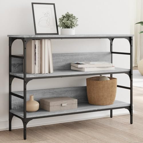Rlxzsn Table console de couloir - Table d'appoint - Table console - Table basse multifonction - Table décorative pour entrée, couloir, salon ou bureau - Design minimaliste - Gris sonoma - 100 x 32 x