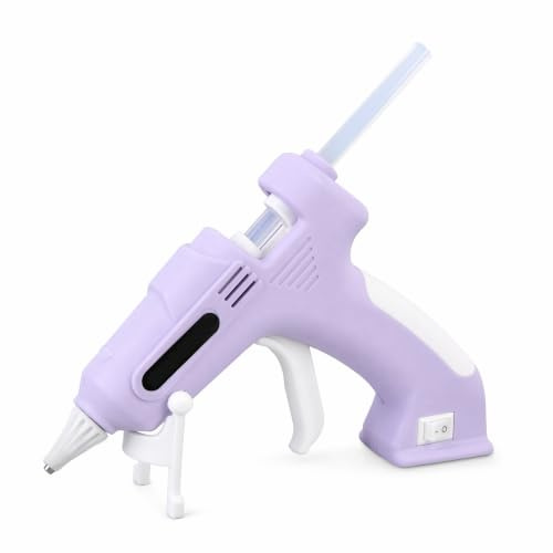 Pistolet à Colle Chaude sans Fil, Pistolet à Colle Thermofusible Rechargeable 2600 MAh avec 10 Bâtons de Colle et Moins de Buse D'égouttement pour les Loisirs Créatifs (violet)
