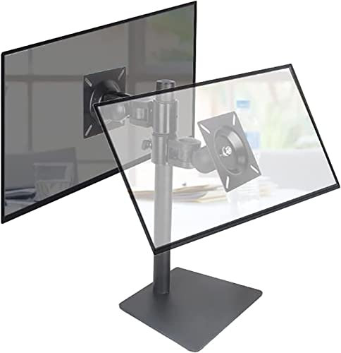 Soporte universal para TV con soporte de movimiento completo para televisores de perfil bajo de 12 y 24 pulgadas, soporte de mesa de doble pantalla con base de acero laminado en frío y rotación