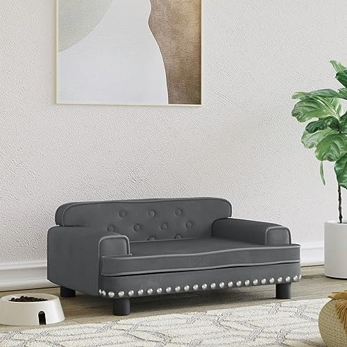 Xichuzi Hundebett Dunkelgrau 70x45x30 cm Samt, Hundesofa, Hunde Bett, Hundekissen, Dog Bed, Kuschelbett Katzen, Hunde Couch, Hunde Sofabett, 171884