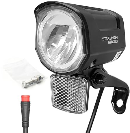 Ebike Headlight 12V-60V with 2 Pin Connector - LED Front Light for Night Riding, Electric Mountain &Electric Scooter - Wired Ebike Accessories (QD252-waterproof Plug)