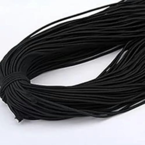 Banda elástica de 2 mm, diademas para el cabello redondas de colores, cuerda elástica, banda de goma, línea elástica, accesorio de costura DIY, 5 yardas, negro, 2 mm, 5 años