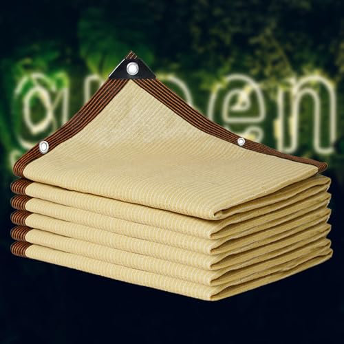 KSQP Rete Telo Ombra Ombreggiante Vela Ombreggiante Rettangolare Telo Vela Tessuto Ombreggiante Traforato 90%-95% Resistente Ai Raggi UV per La Privacy Giardino Patio Frangivento,beige-6x7m