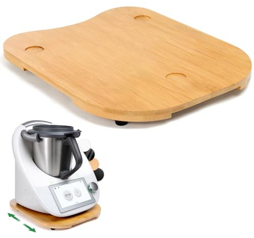 Inwee Gleitbrett für Thermomix TM6/TM5, Bambusbrett für Thermomix mit Rollen, Leicht Bewegliches Rollbrett/Slider,Robust - Bambus