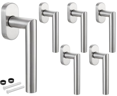 Stahlia Fenstergriffe Edelstahl gebürstet (6 Stück) Fensterolive Rasterolive Fensterbeschlag Fenstergarnitur Edelstahl Balkontürgriff Innen inkl. Befestigungsmaterial