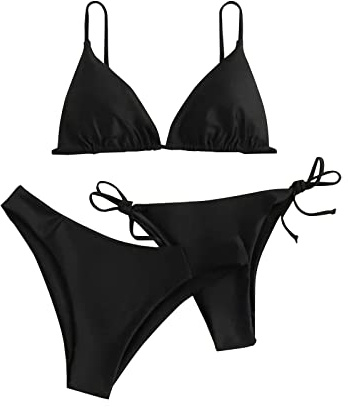 uxxnjfg Costumi da Bagno Donna Curvy 3 Pezzi Bikini Brasiliana Push Up Eleganti Bikini Triangolo Tanga Estate Piscina Vita Alta Swimsuit
