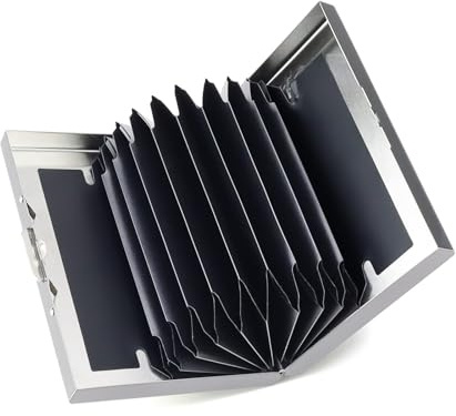 DIYCUT Porte Carte, étui Cartes Bancaire, Porte Carte Metallique en Acier Inoxydable Con 10 Compartiments, Conception Mince, Idéal pour Cartes de Crédit, Cartes de Visite & Papiers D'Identité