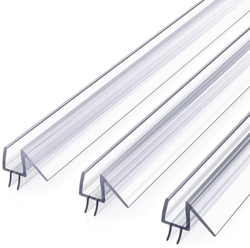 Shower Door Bottom Seal, 3Pack Shower Door Sweep Strip, Frameless Glass Doors Seal Strip for 3/8'' (10mm) Thick Doors, 39.3'' x 0.39'' Showers Water Guard Barrier