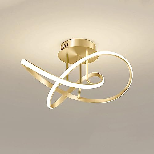 Luces de techo de arco LED, lámpara de techo LED de diseño de espiral creativo de 40 W, lámpara de techo dorada de araña acrílica moderna para el balcón de corredor de cocina de dormitorio, 3000k