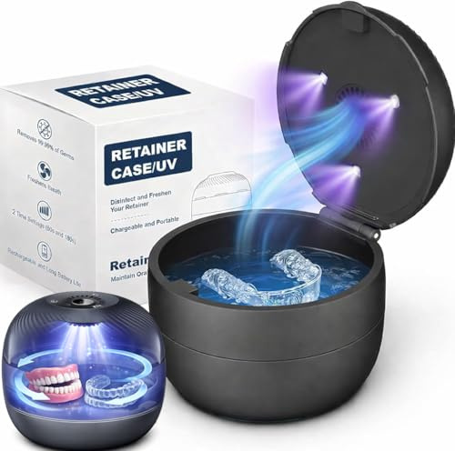 Multifunktions-Box für Zahnspangen & Prothesen – Zahnspangenbox Prothesendose mit UV-Licht, Belüftung, Aufbewahrung und Einweichfunktion – Ideal für Retainer, Teil- und Vollprothesen, Mundschienen
