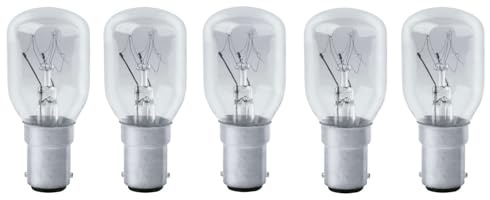Luxsa Lighting Pack of 5 Pygmy 15w sbc B15 Clear Sign Appliance Sewing Fridge Freezer Lava Lamp 60 Lumen 2800k Glass Warm White Small Bayonet Cap