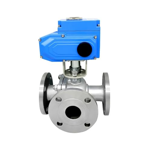 LEWLUIRZA Elektrischer Edelstahl-T-Ventil-Flansch-Kugelhahn Q944/45F-16P/25P DN15 25 50 65 80 100 DN(DN15)
