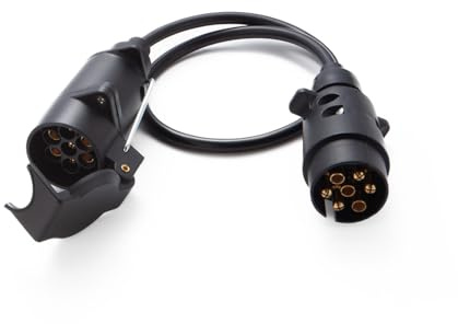 Feuunly 0,6M Rallonge Remorque 7 Broches, Norme ISO 1724, Prise Remorque 7 Broches Male a Femelle, Câble Cuivre Pur, pour Véhicules Européens Remorque Yacht Porte-Vélos 12V/24V