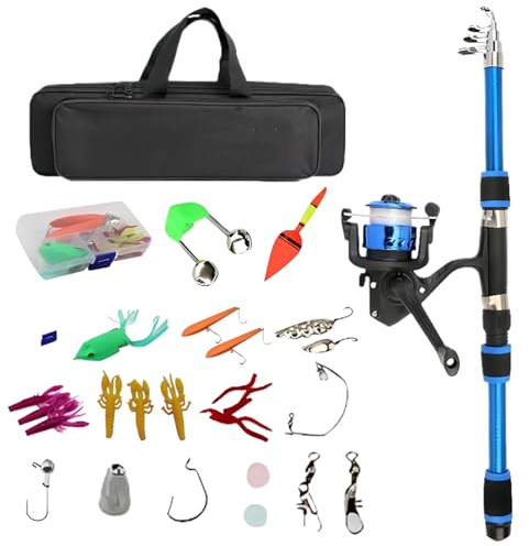 Angelzubehör Kinder | Angel-Set Für Kinder | Spinnfischen Starterset Ausrüstung Anfänger Für Süßwasser Salzwasser Outdoor Jugendliche
