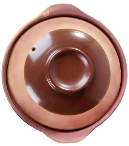 Cabilock Casserole Terre Cuite avec Couvercle Vapeur Pot à Ragoût pour Cuisson Au Feu Vif Marmite Traditionnelle pour Soupe Riz et Braisé Maison