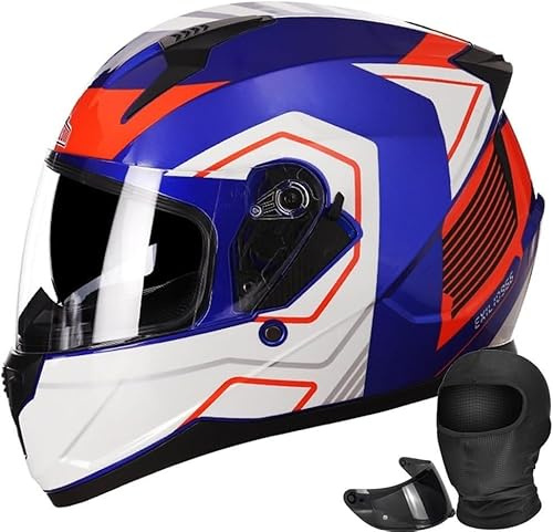 STTTBD Full Face Motorcycle Helmet for Men and Women, Motorcycle Helmet with 2 Visors Compatible with Transparent and Tinted, Motocross Street Bike Helmet ECE Model A,Small