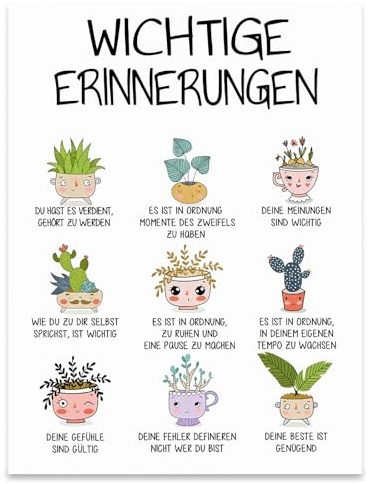 Cunegra Affirmationen Bilder, Motivation Poster für Büro Schlafzimmer Wohnzimmer Deko, Motivierende Wandbilder mit Inspirational Quotes, Geschenke für Pflanzenliebhaber, Ohne Rahmen (30x40cm)