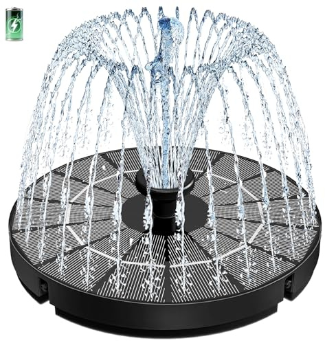 SZMP Solar Fountain, 3.5W Solar Powered Bird Bath Fountains with 2000mAh Battery, Work On Cloudy Day, Outdoor Water Feature Fountain Pump with 8 Nozzle and 4 Fixers for Garden, Patio, Pond, and Pool