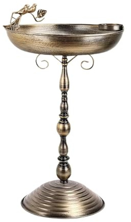 Colcolo Bebedero/Comedero para Pájaros de 66 cm (26 Pulgadas) con Pedestal para Decoración de Jardín, Comedero de Metal para Pájaros, Baño