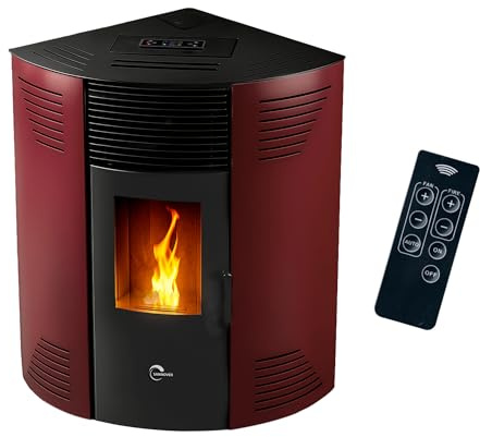 SANNOVER Eckpelletofen Iseos 12,2 kW wasserdicht Bordeaux