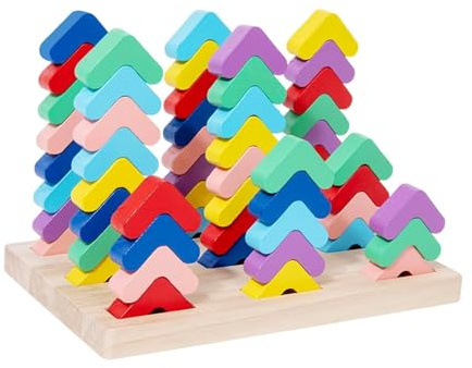 F Fityle Jeu de tri et d'empilage en Bois, Jeu d'association de Couleurs, Plateau d'apprentissage pour Table, Enfants, Filles, Salle de Classe