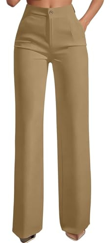 Kostymbyxor, eleganta byxor med hög midja, vida ben, Marlene-byxor, rakben, palazzo-byxor, affärsstil, chic bootcut, kläder damklänning, 01 gul, M