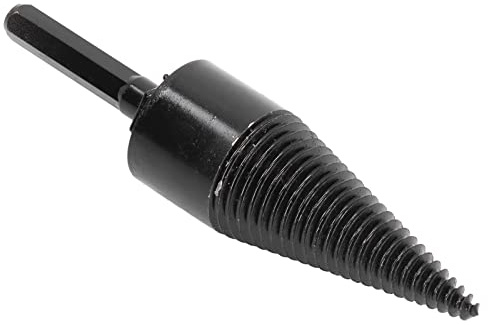 Zerodis Firewood Drill Bit Carbon Steel Wood Log Splitter with Hex Shank 140mm Conical Head Grooved Chip Removal Quick Install for Electric Drill Firewood Prep and Woodworking (50mm)